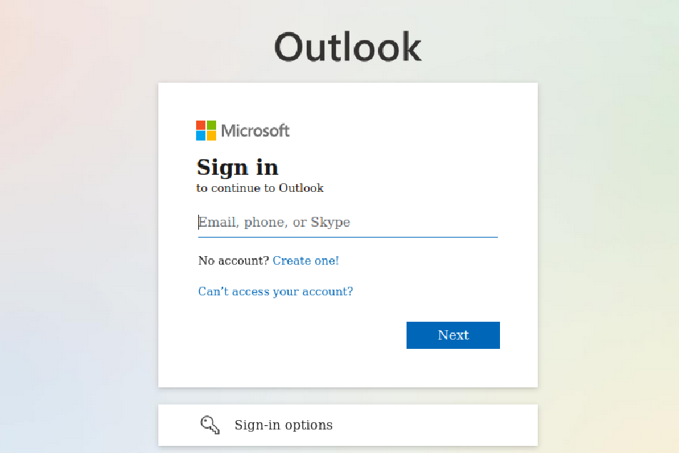 Outlook Login Mask