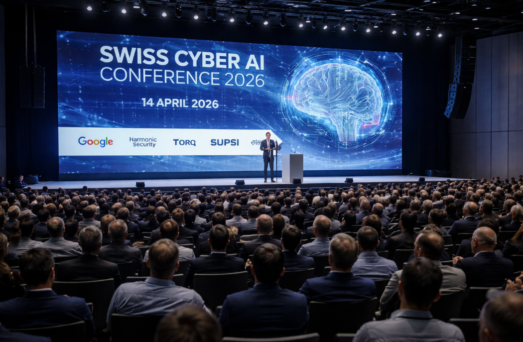 Audience attending Swiss Cyber AI Conference 2026 in Lugano with keynote stage focused on cybersecurity and artificial intelligence